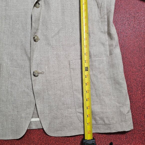 VTG J.Crew Oarsman Linen Blazer 42L Beige Neutral Classic Resort Summer Coastal - Picture 11 of 13